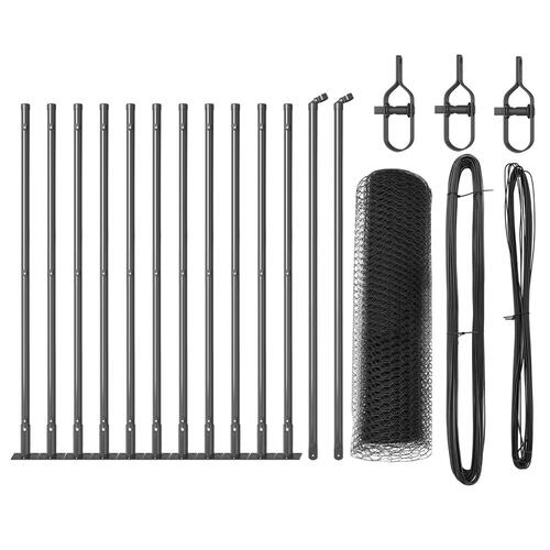 Hexagon Hegn Grå 0,4x25 m Stål, Hegn Stænger med Basisplader 13 stk Ø32mm 50cm Galvaniseret Stål