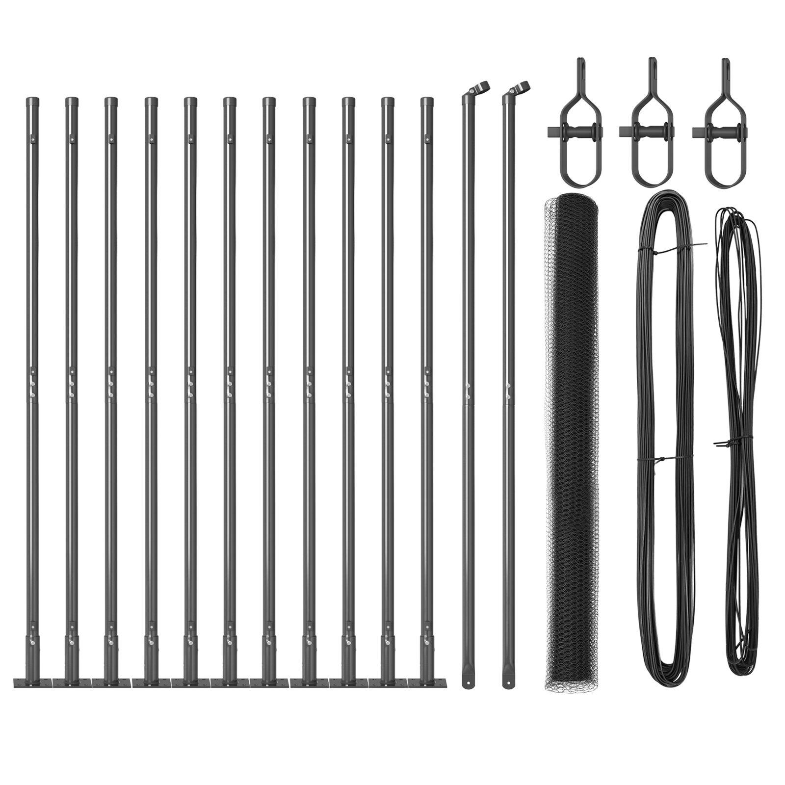 Hegn med stolper Grå 1.6 x 25 m PVC-belagte stål