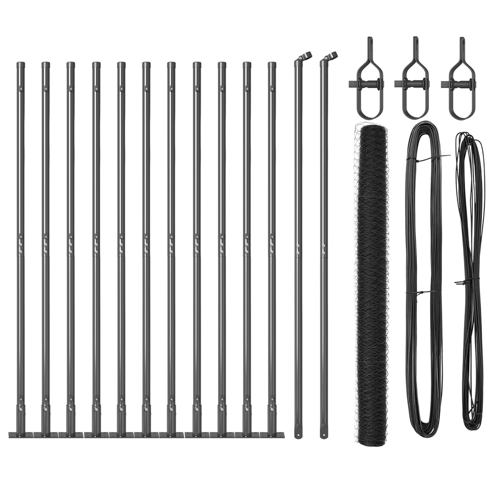Hegn med stolper Grå 1.6 x 25 m PVC-belagte stål