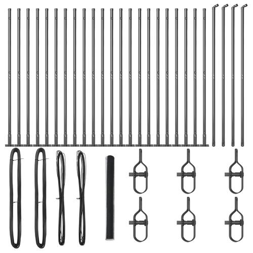 Hegn i sekskantet form grå 1,6x50 m stål, hegnet posts med baseplader 13 stk Ø32mm 88,5cm galvaniseret stål