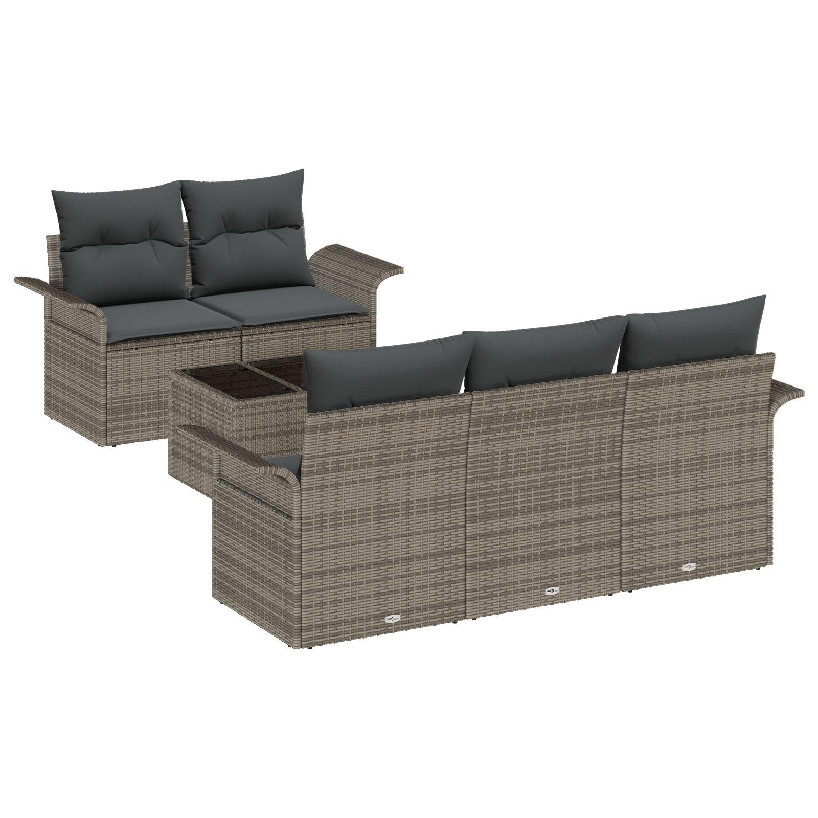Havesofa Sæt med pude med opbevaring 6 stk Grå 55 x 55 x 37 cm