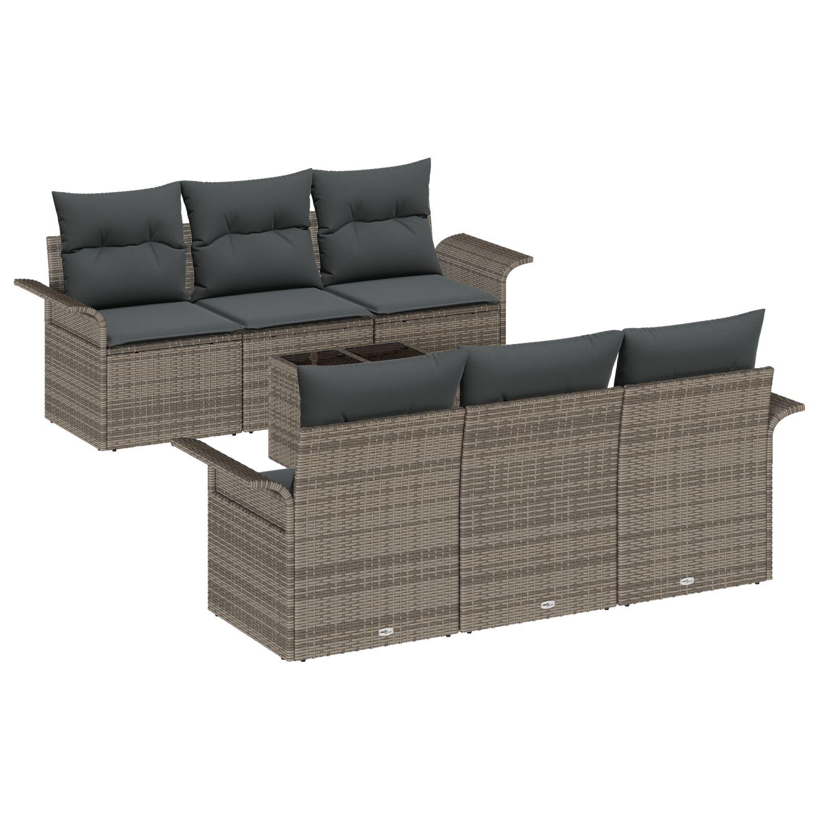 Havesofa Sæt med pude med opbevaring 7 stk Grå 55 x 55 x 37 cm