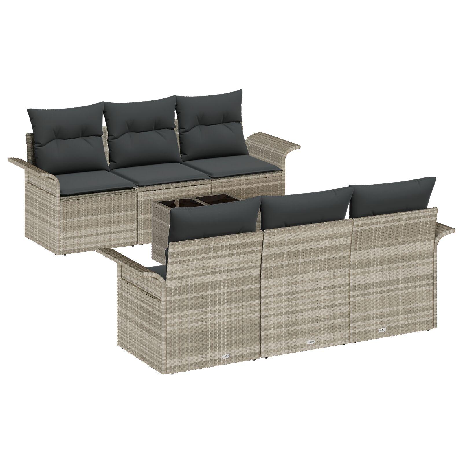 Havesofa Sæt med pude 7 stk Lysegrå og mørkegrå 55 x 55 x 37 cm