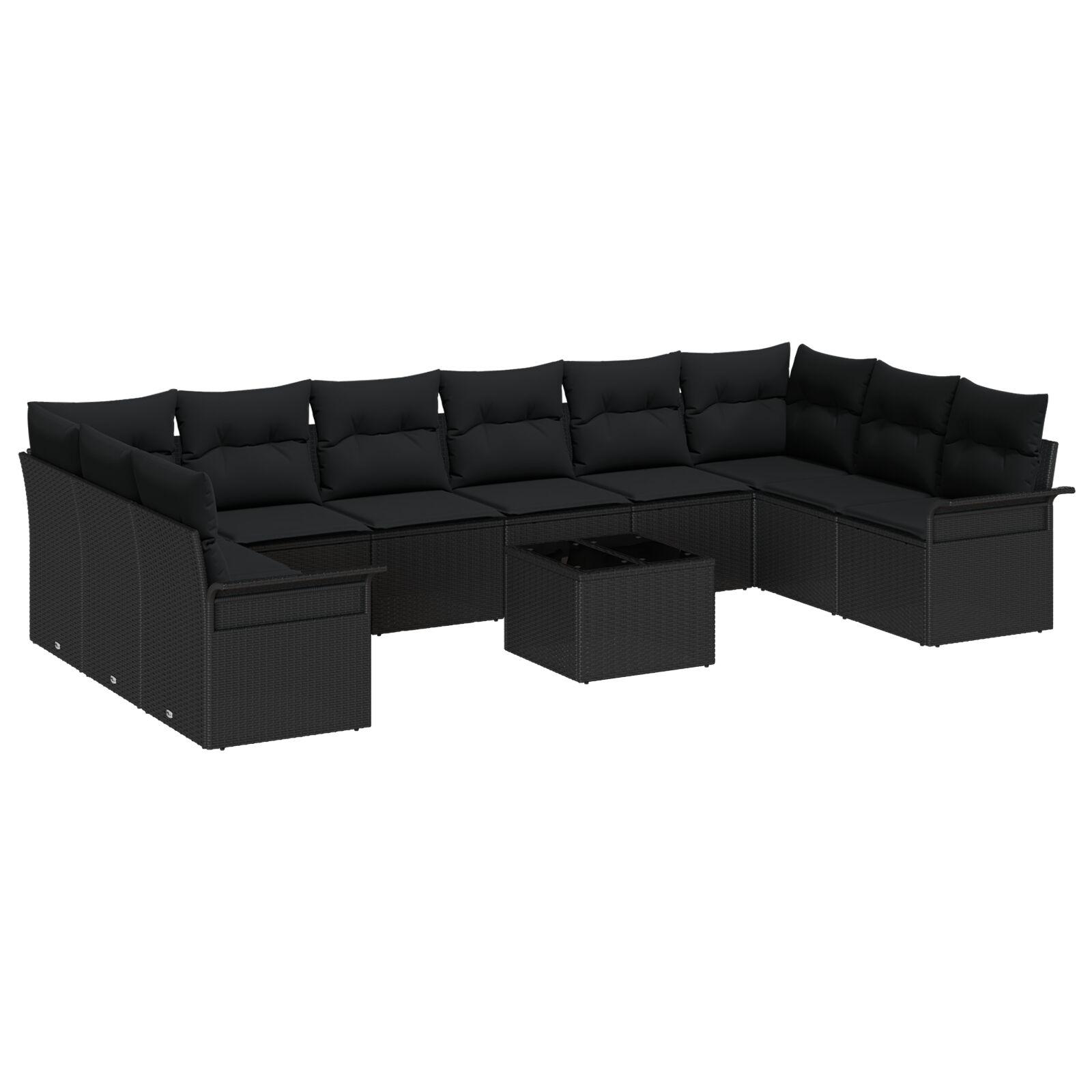 Havesofa Sæt med pude med opbevaring 11 stk Beige Poly rattan
