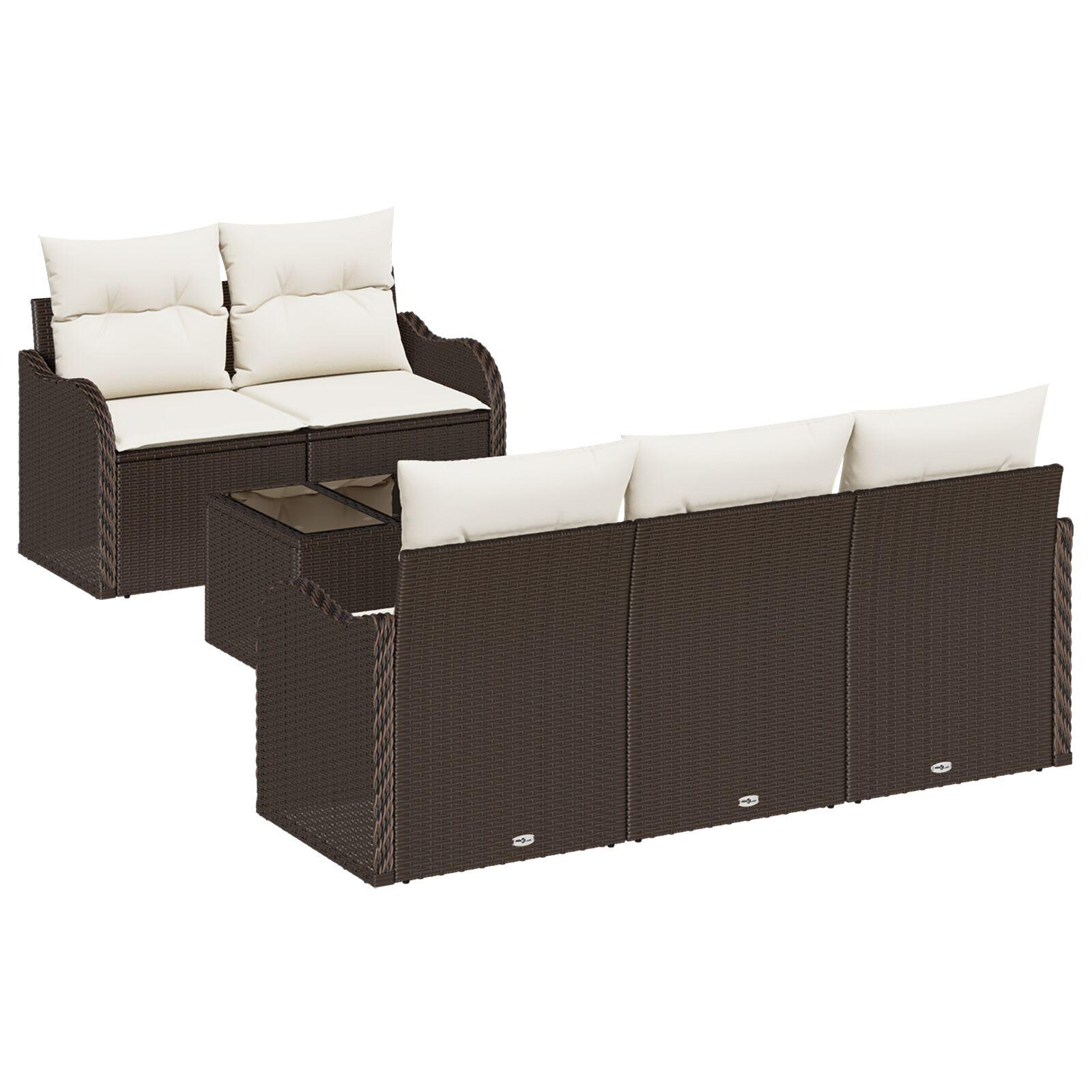 Havesofa Sæt med pude 6 stk Brun og Creme 55 x 55 x 37 cm