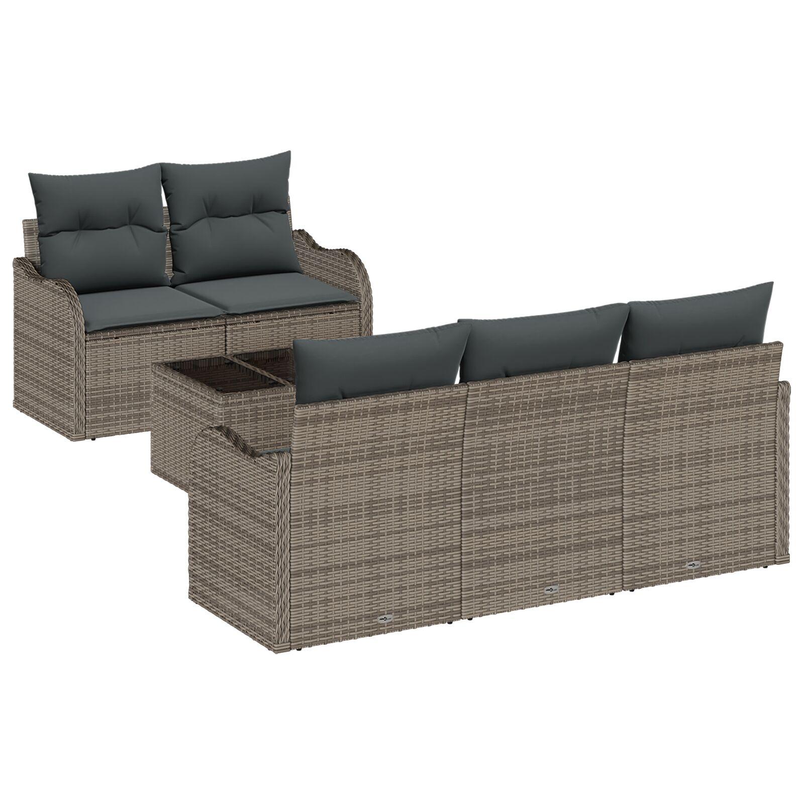 Havesofa Sæt med pude med opbevaring 6 stk Grå 55 x 55 x 37 cm