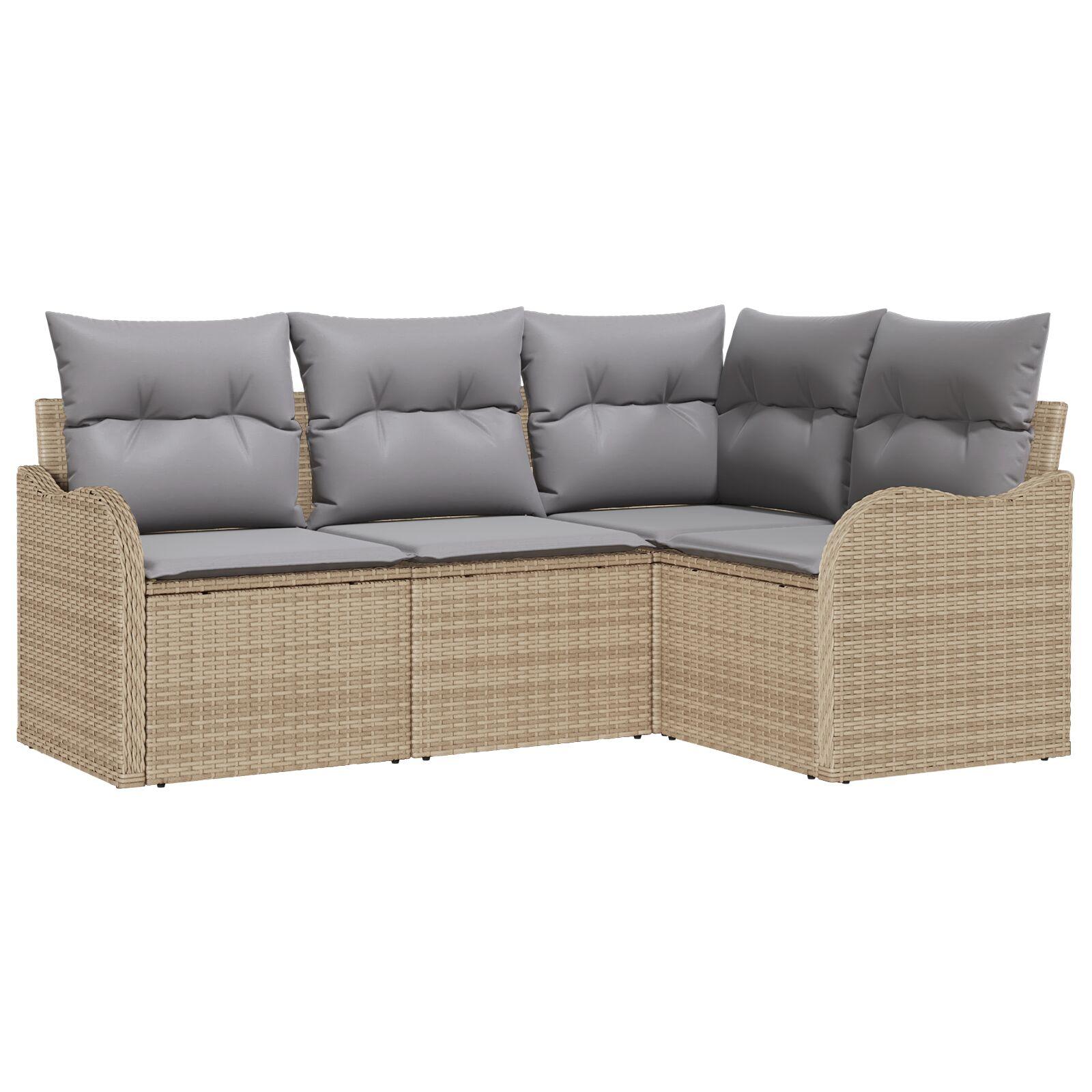 Havesofa sæt med opbevaring - 4 dele i beige polyrattan