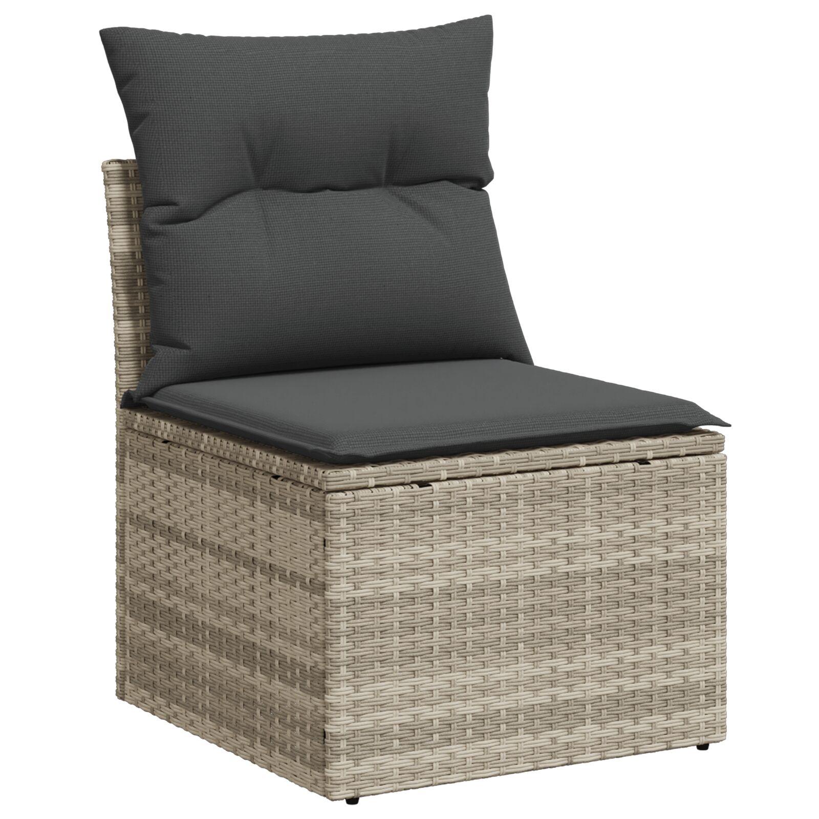 Havesofa sæt med opbevaring - 10 dele i lysegrå polyrattan