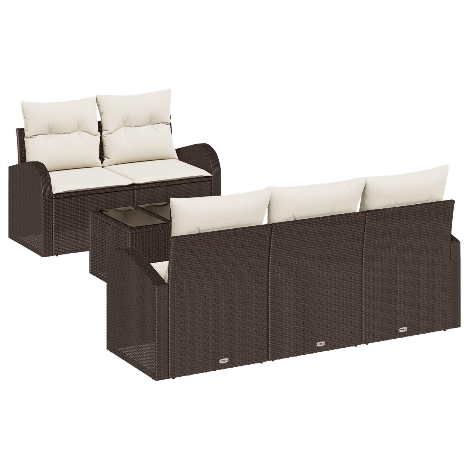 Havesofa Sæt med pude 6 stk Brun og Creme 55 x 55 x 37 cm