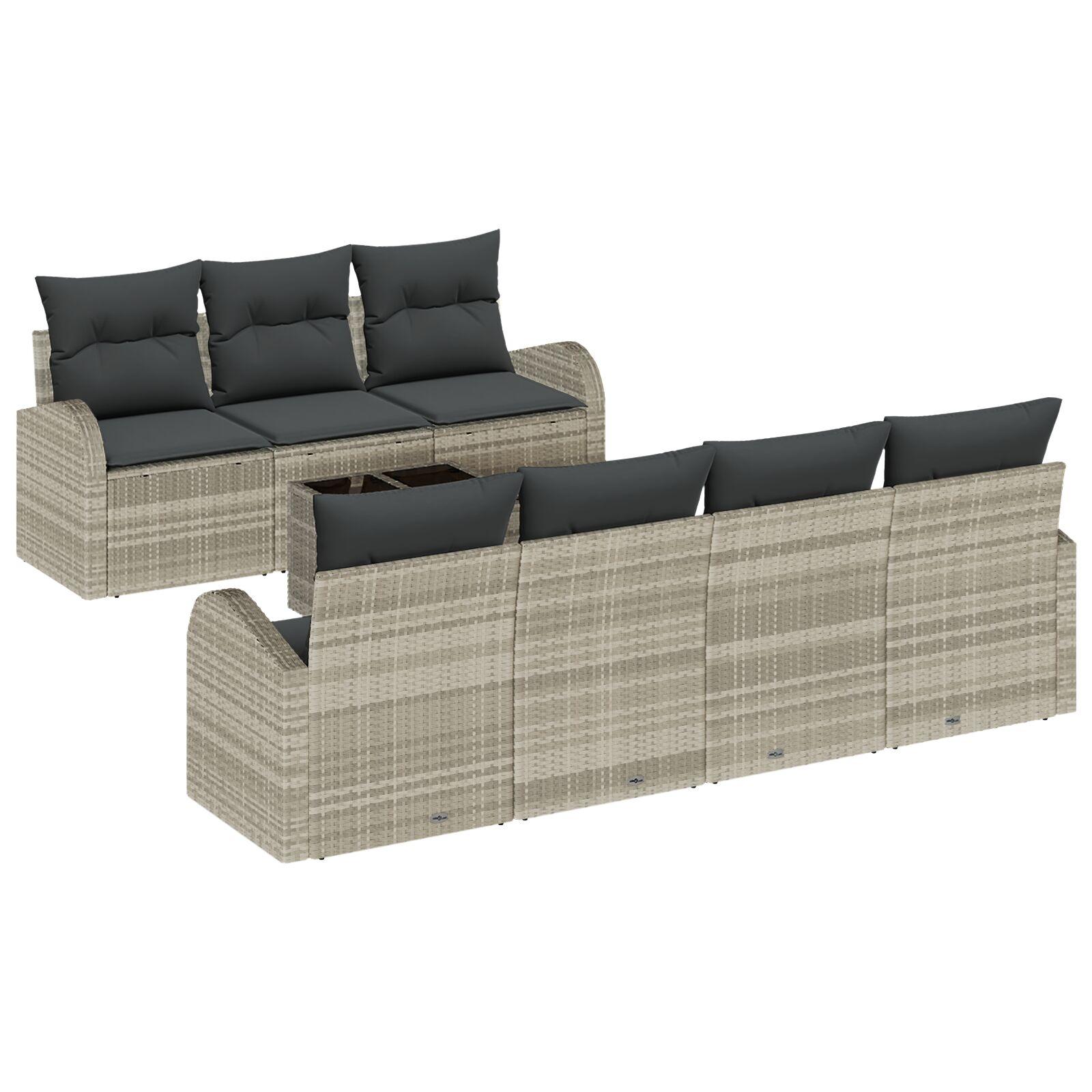 Havesofa Sæt med pude 8 stk Lysegrå og mørkegrå 55 x 55 x 37 cm