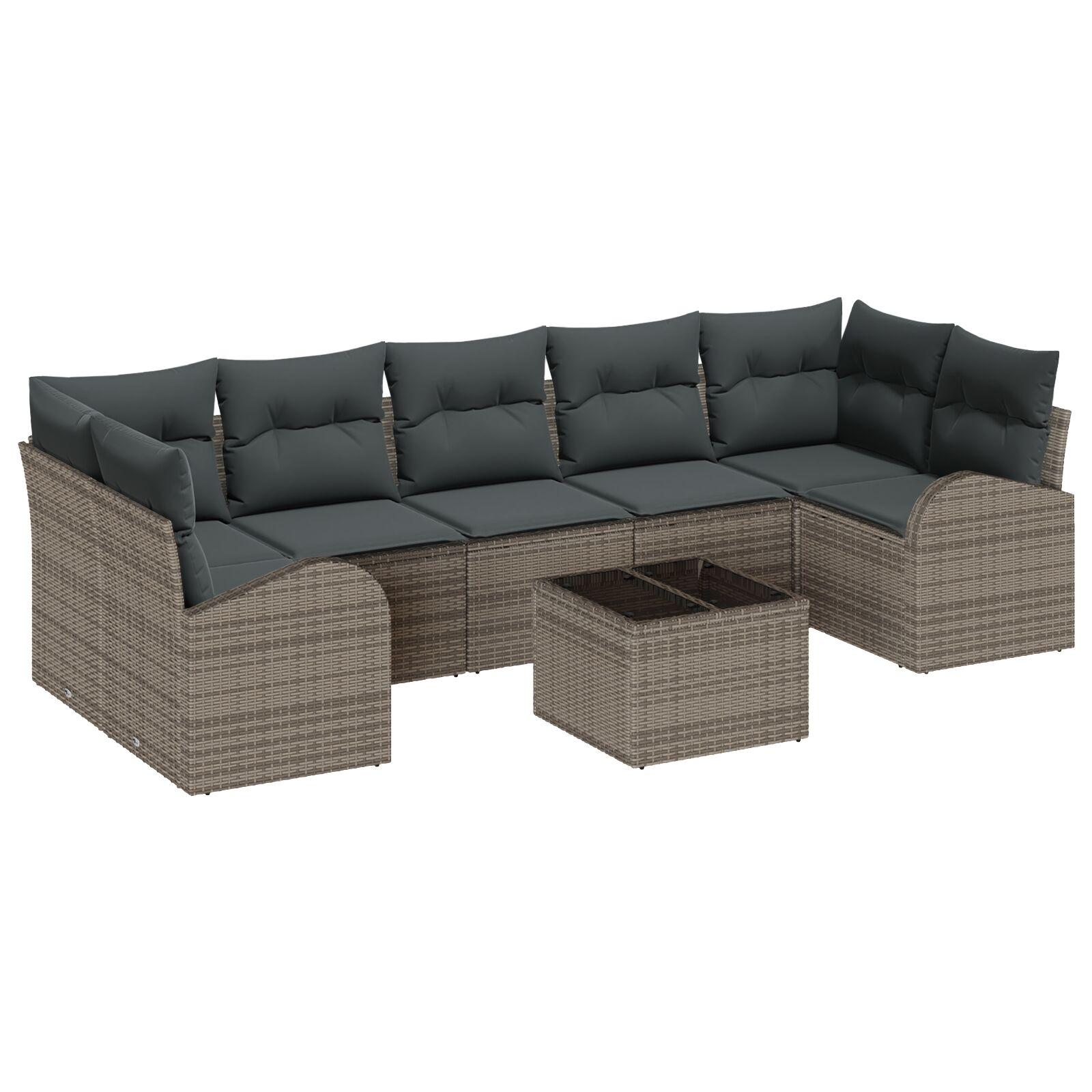 Havesofa Sæt med pude med opbevaring 8 stk Grå 55 x 55 x 37 cm