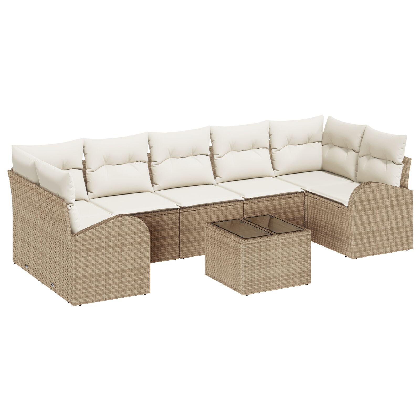 Havesofa Sæt med pude 8 stk Beige og creme 55 x 55 x 37 cm