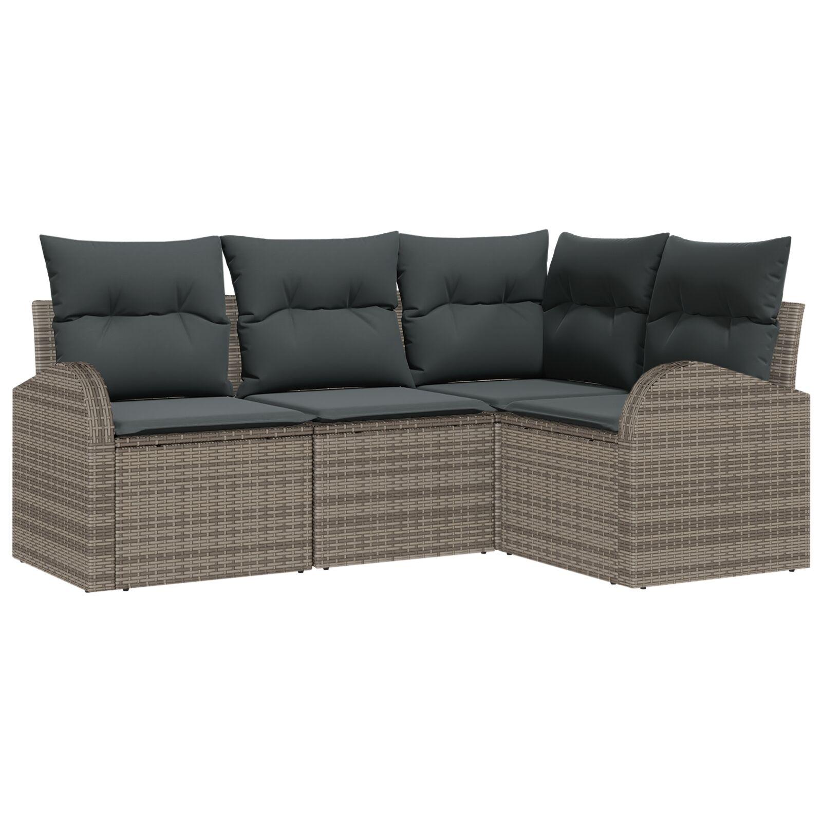 Havesofa Sæt med pude 4 stk Grå Poly rattan