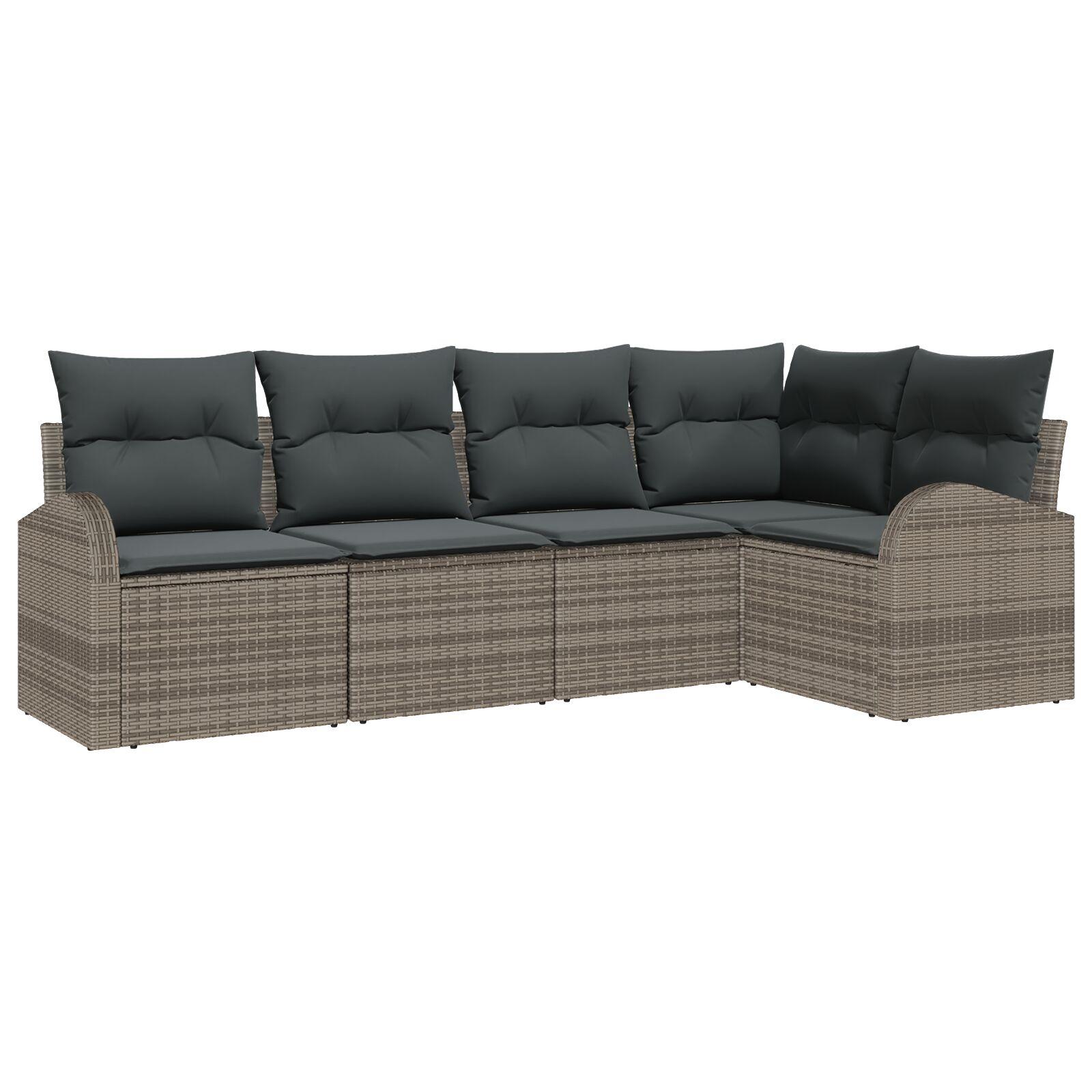 Havesofa sæt med puder og opbevaring - 5 dele i grå polyrattan