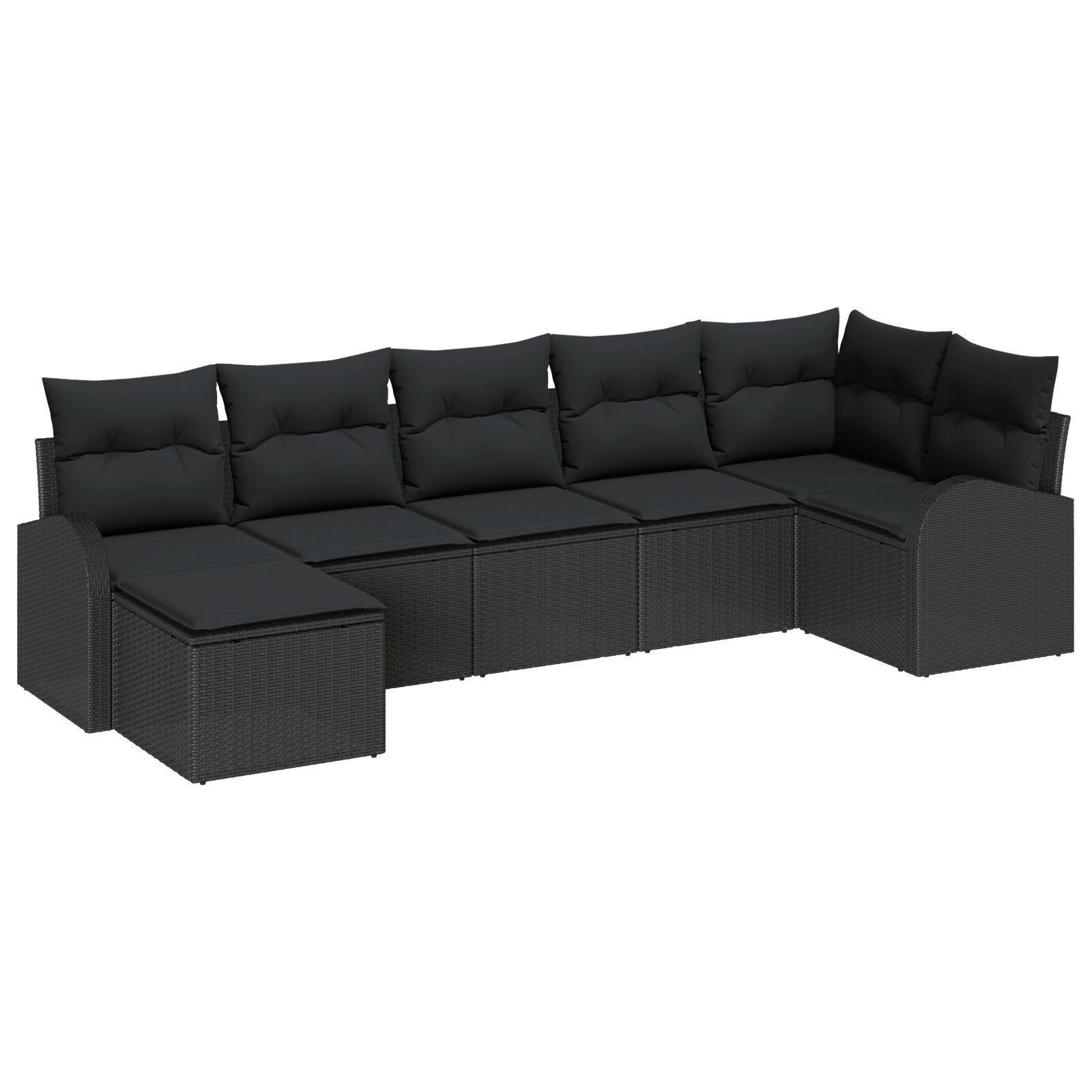 Sofa sÃ¦t med opbevaring - 7 dele i sort polyrattan