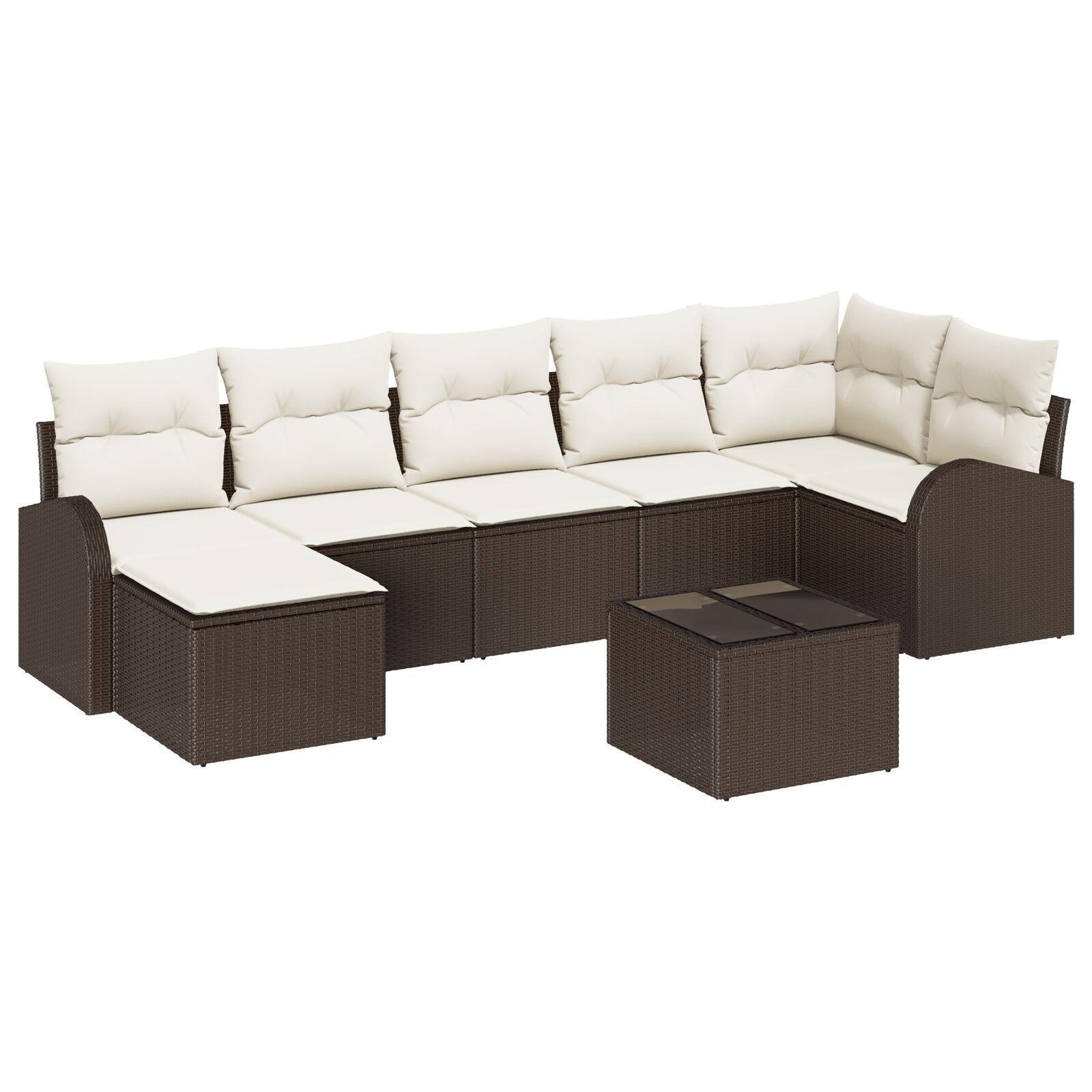 Havesofa Sæt 8 stk Brun Poly rattan