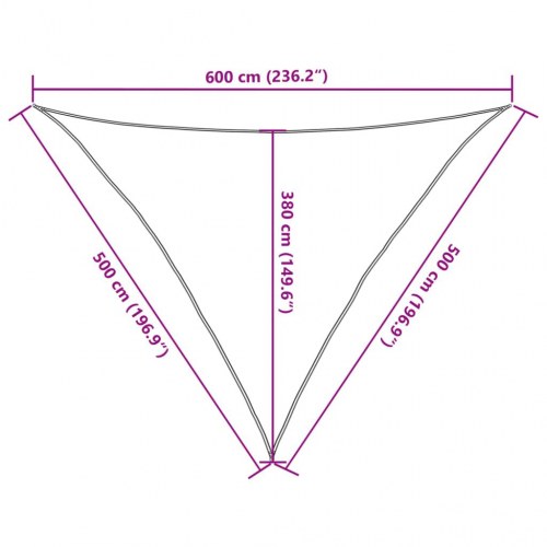 Solsejl trekantet 5×5×6 m - HDPE 160 g/m², lysegrå
