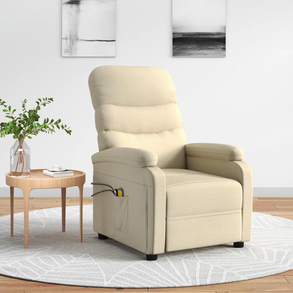 vidaXL eldrevet massagestol stof cremefarvet