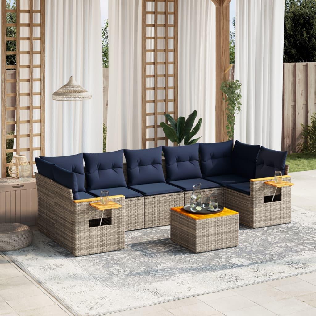 Sofasæt Til Haven 8 Dele Med Hynder Polyrattan - Grå