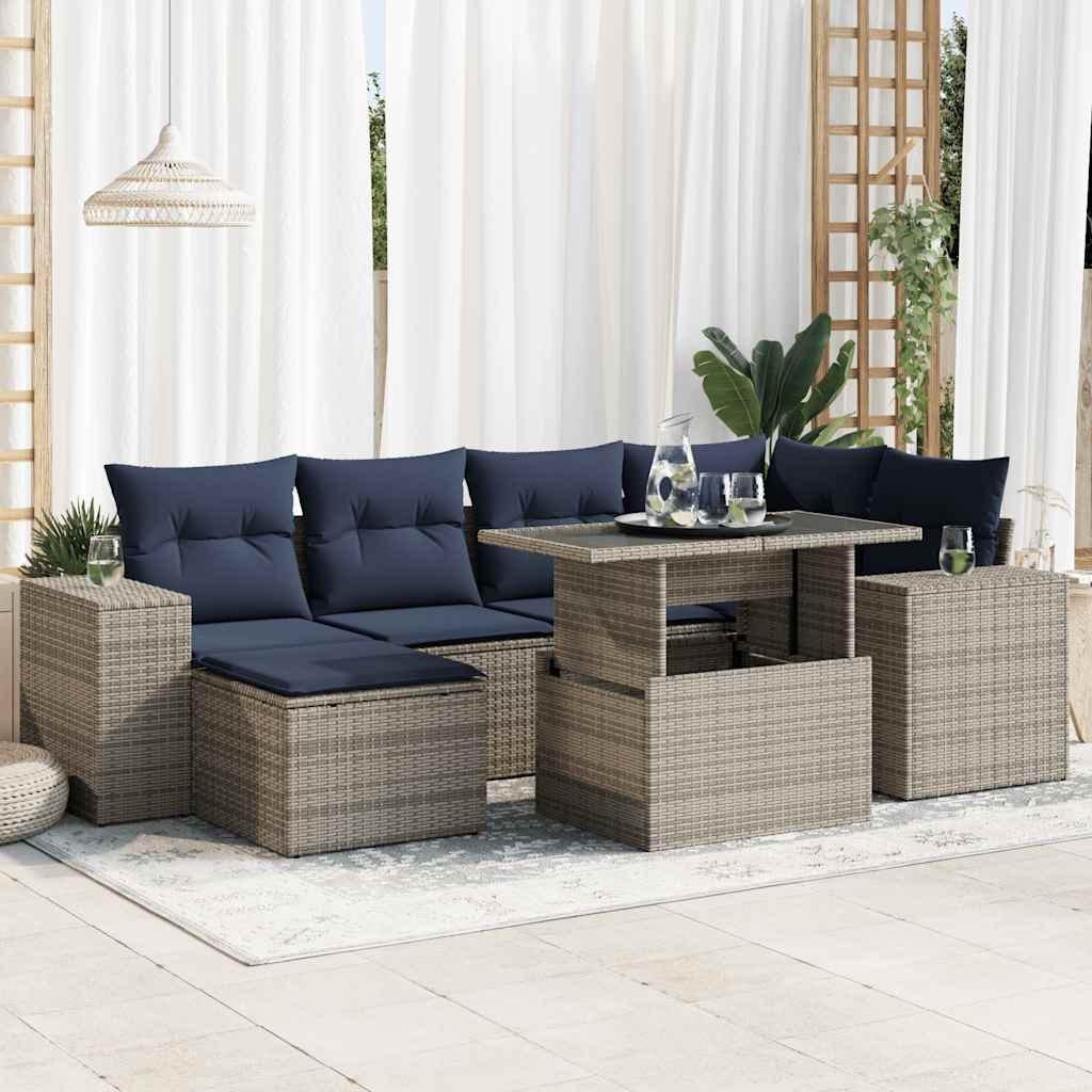 Sofasæt til Haven 9 Dele med Hynder Polyrattan Akacietræ - Grå