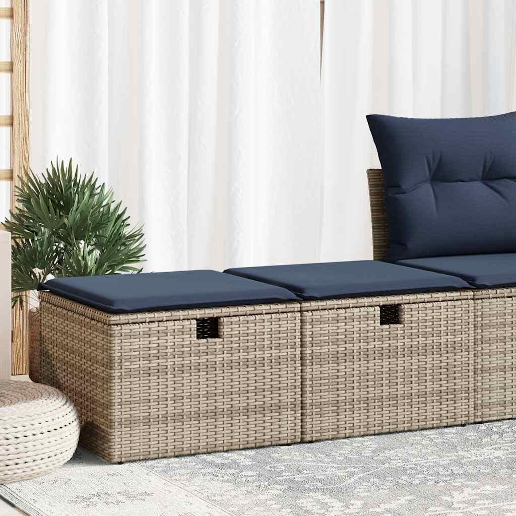 Sofasæt til haven 2 dele med hynder polyrattan akacietræ grå