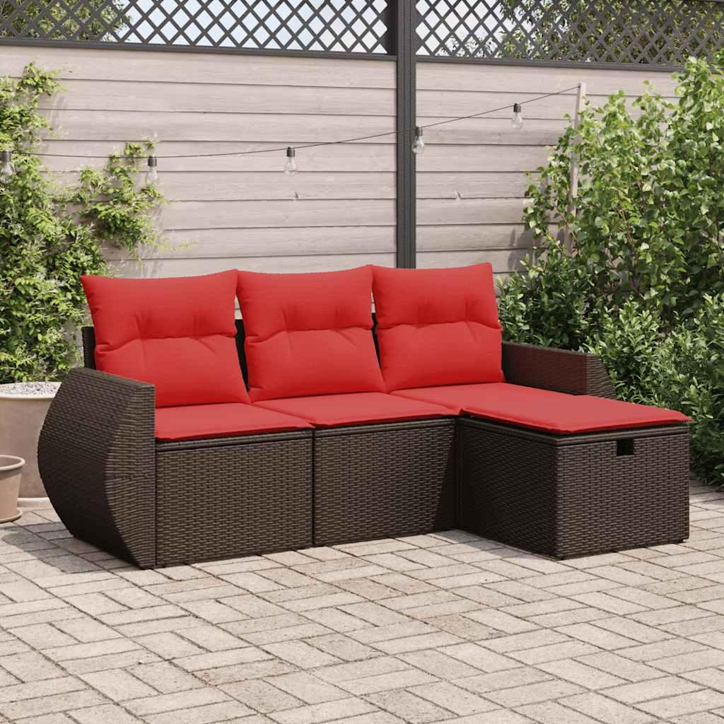 Sofasæt til Haven 4 Dele med Hynder Polyrattan - Brun / med opbevaring