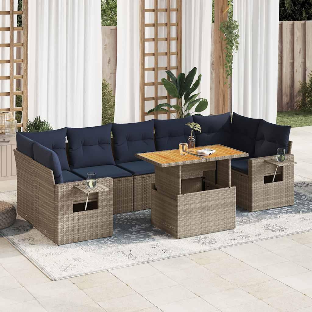 Sofasæt til Haven 8 Dele med Hynder Polyrattan - Grå / med opbevaring
