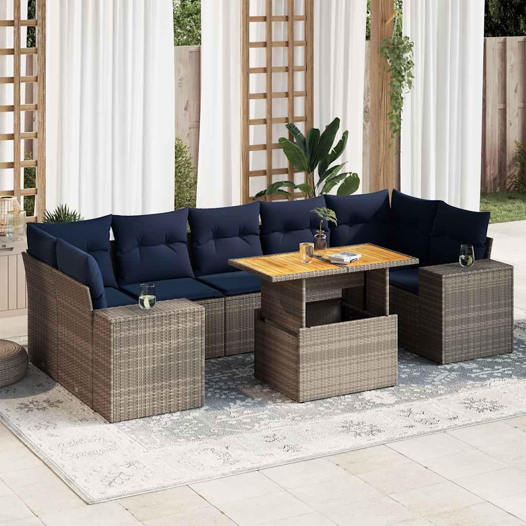 Sofasæt til Haven 8 Dele med Hynder Polyrattan - Grå / med opbevaring