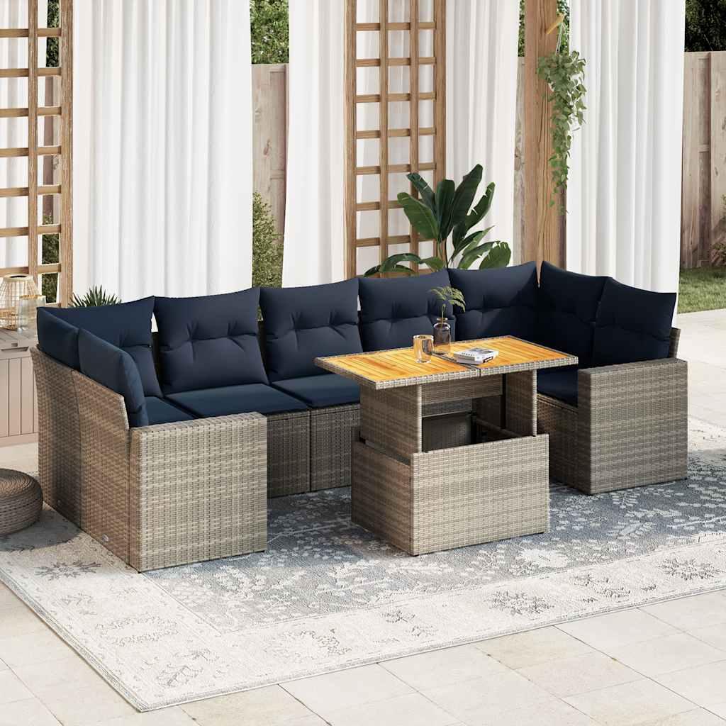 Sofasæt til Haven 8 Dele med Hynder Polyrattan - Grå / med opbevaring