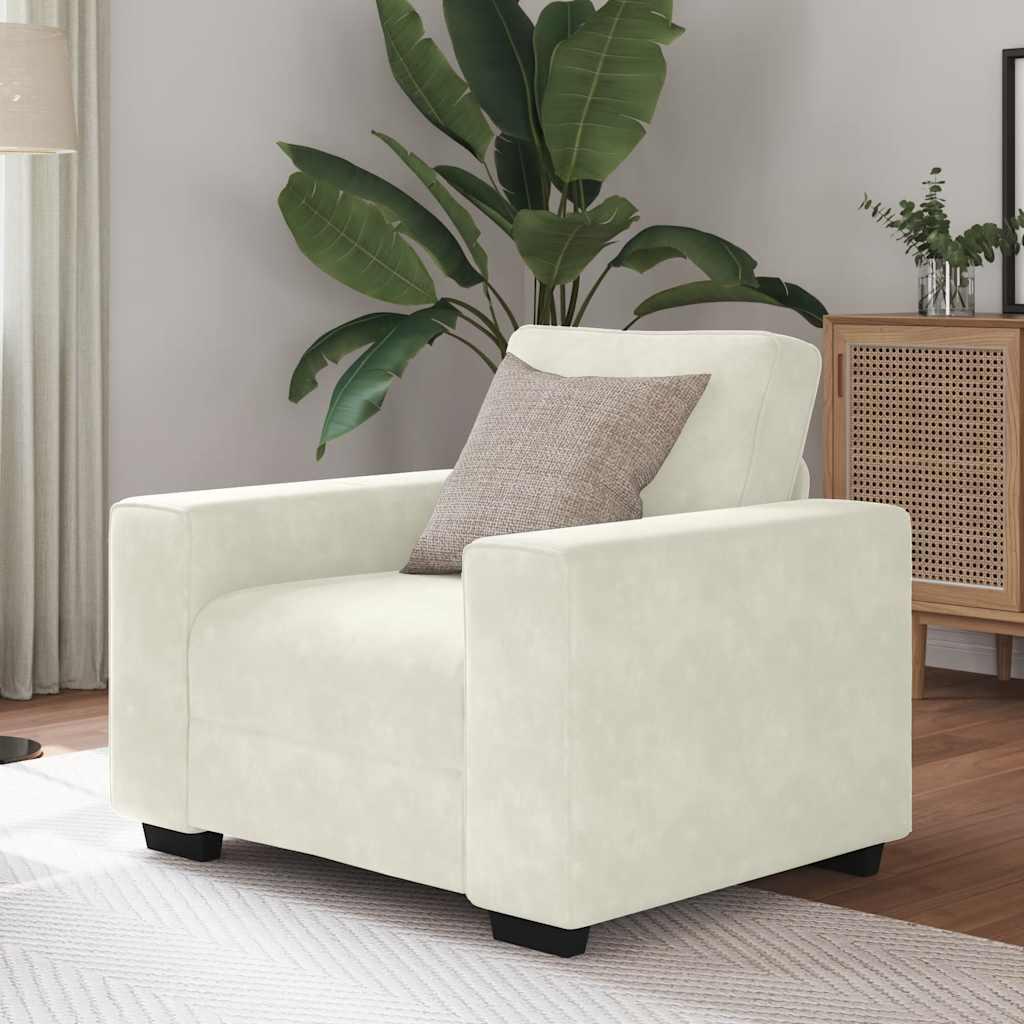 Lænestol 60 Cm Fløjl Cremefarvet