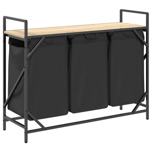 Vasketøjskurv 3 rum med hylde sonoma-eg