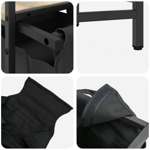 Vasketøjskurv 3 rum med hylde sonoma-eg