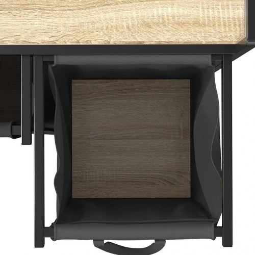 Vasketøjskurv 3 rum med hylde sonoma-eg