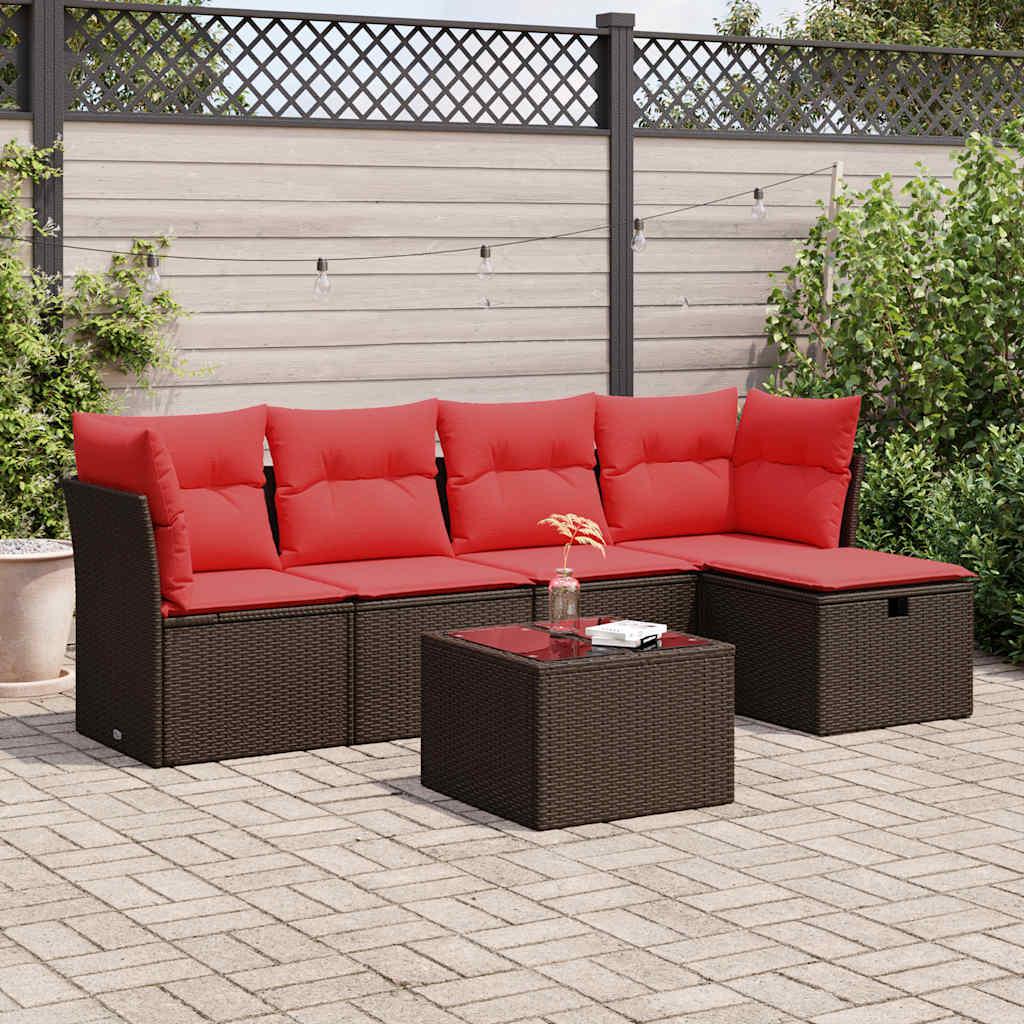Sofasæt til Haven 5 Dele med Hynder Polyrattan Grå - Brun / med opbevaring / 6
