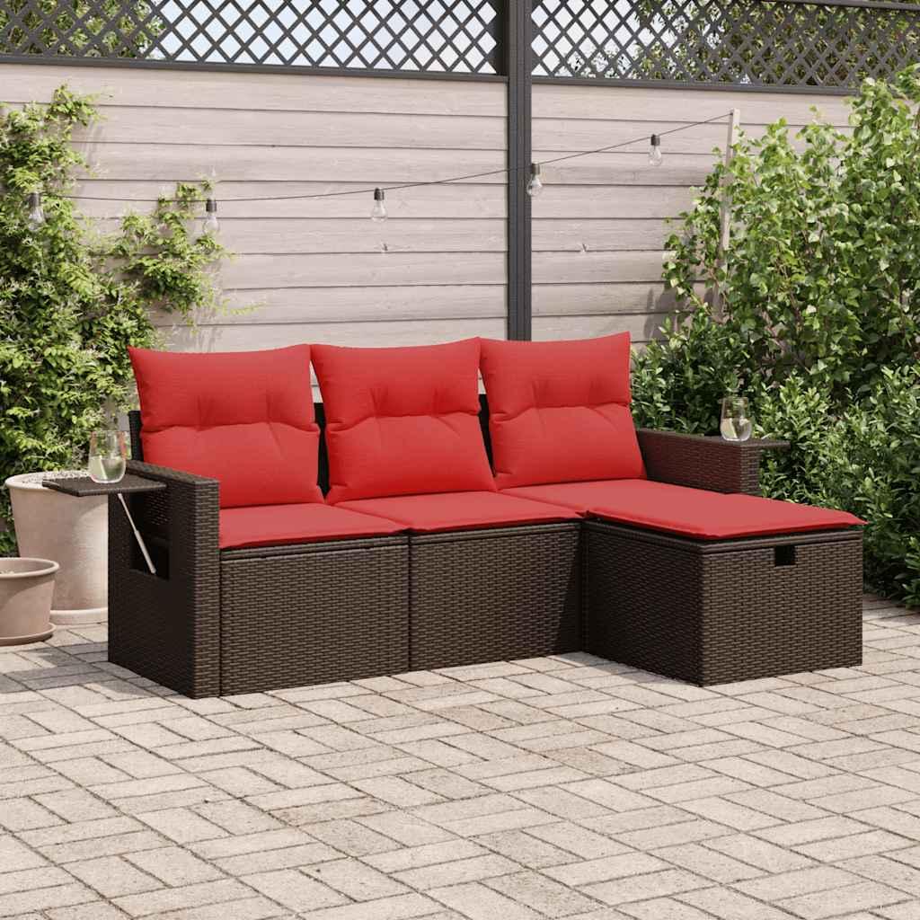 Sofasæt til Haven 4 Dele med Hynder Polyrattan - Brun / med opbevaring