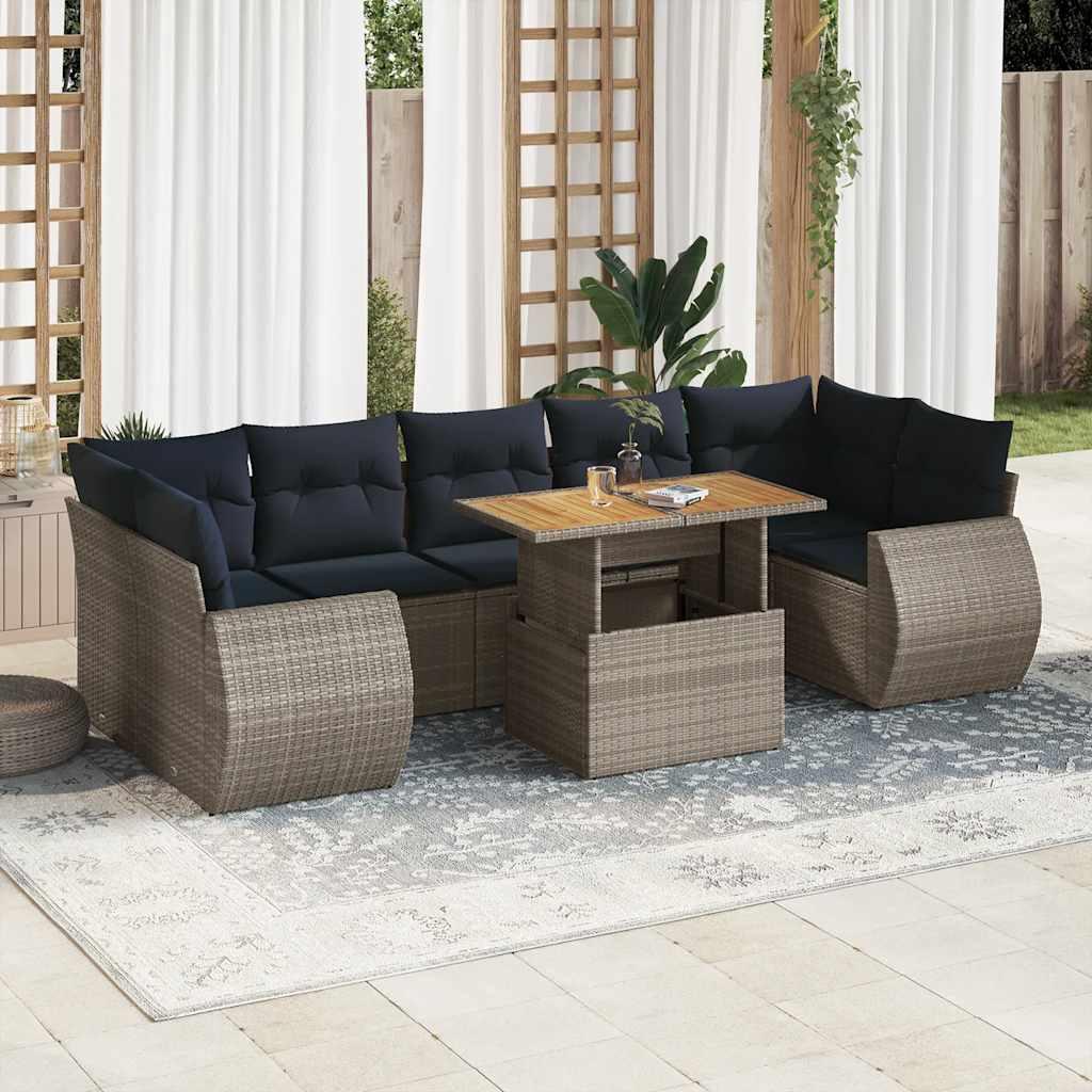 Sofasæt til Haven 8 Dele med Hynder Polyrattan - Grå / med opbevaring