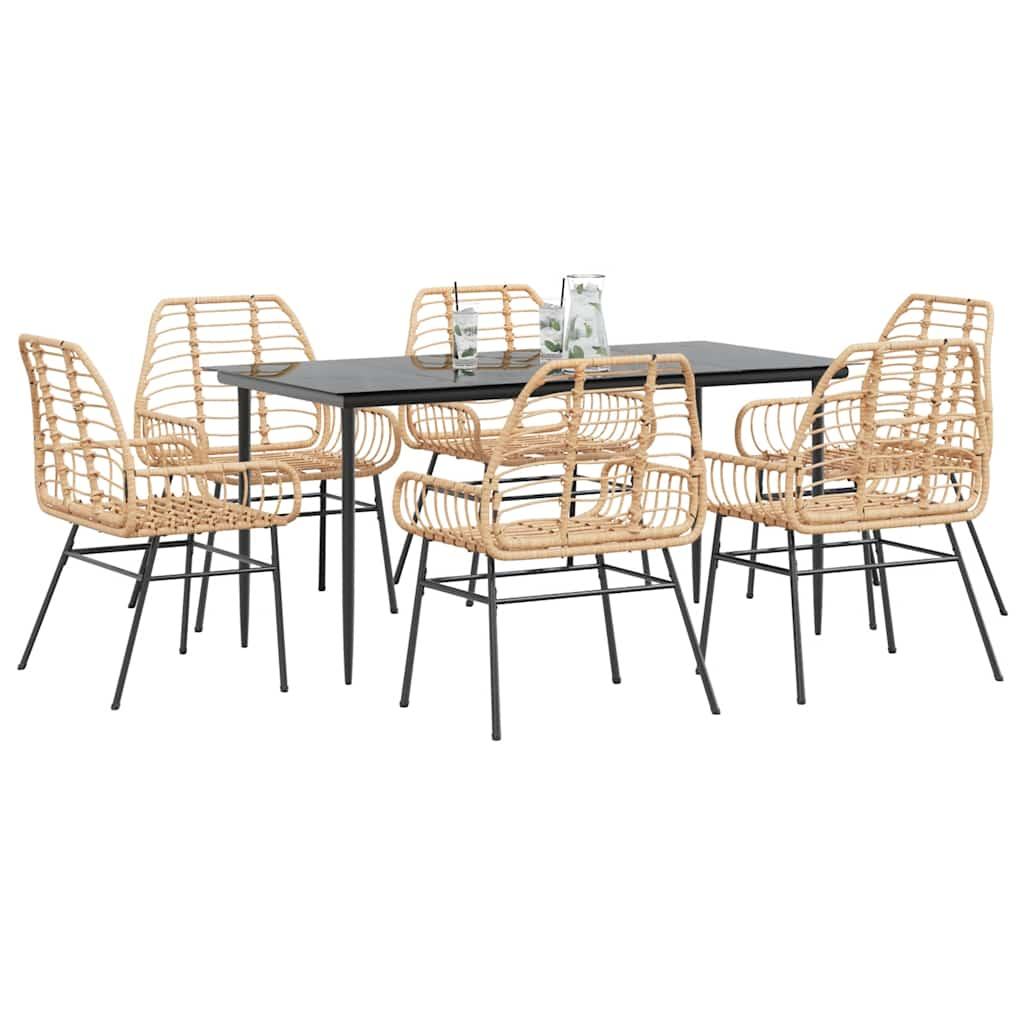 5 Dele Spisebordssæt Til Haven M. Hynder Polyrattan Glas Brun - 6 / Nej / 160 x 80 x 74 cm