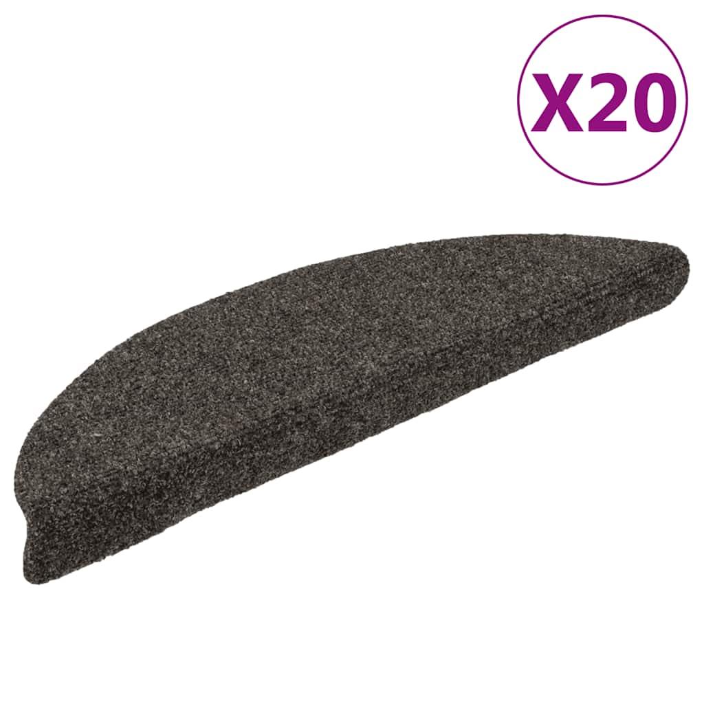 Trappemåtter selvklæbende 20 stk. 56x17x3 cm antracit halvrunde