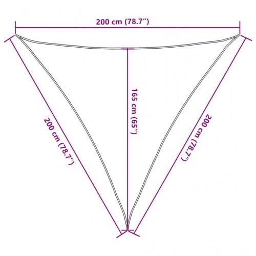 Solsejl trekant 2×2×2 m - gul, vandafvisende polyester