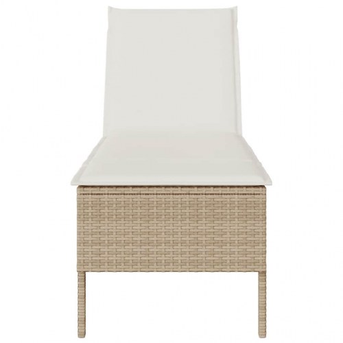 Liggestol med hynde 55x200x44 cm polyrattan beige