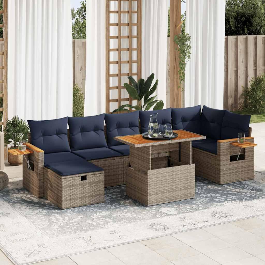 Sofasæt til Haven 8 Dele med Hynder Polyrattan - Grå / med opbevaring