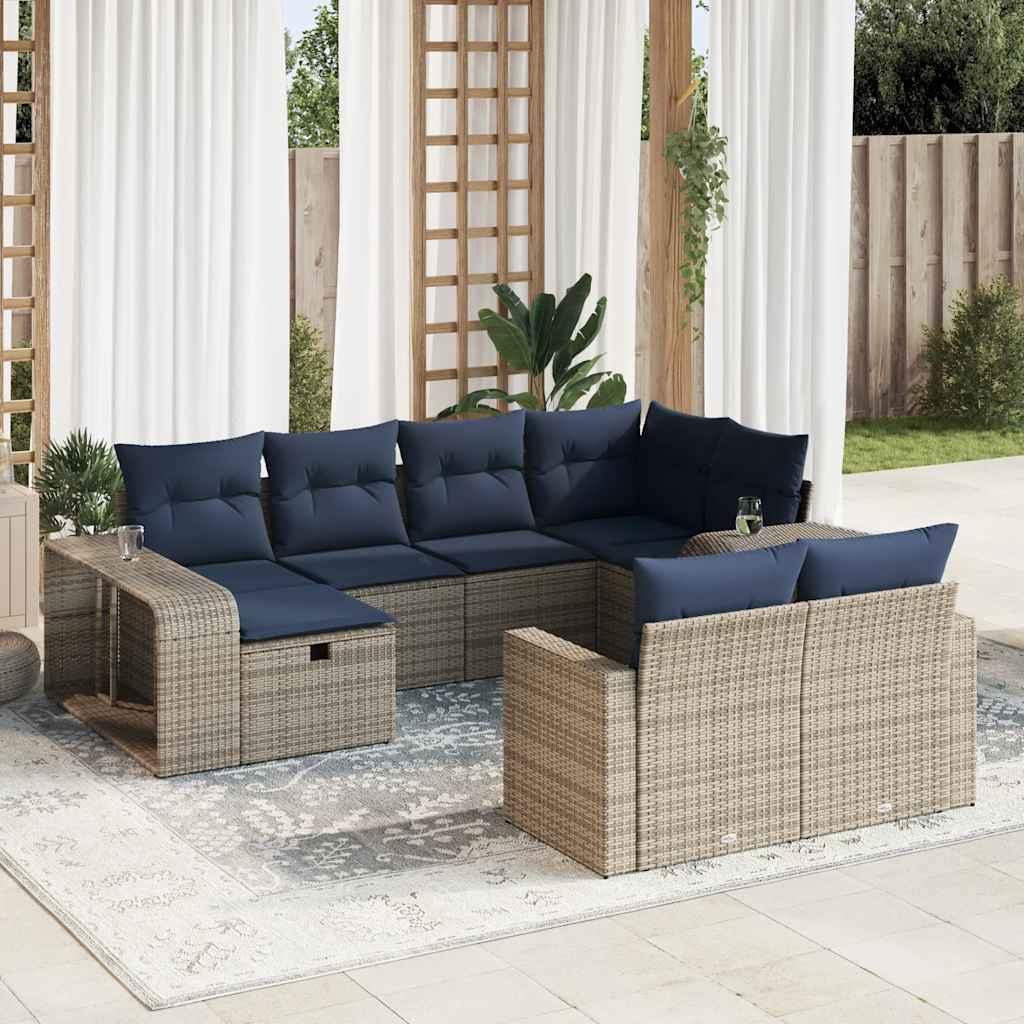 Sofasæt Til Haven 10 Dele Med Hynder Polyrattan - Grå / Uden bord / 6