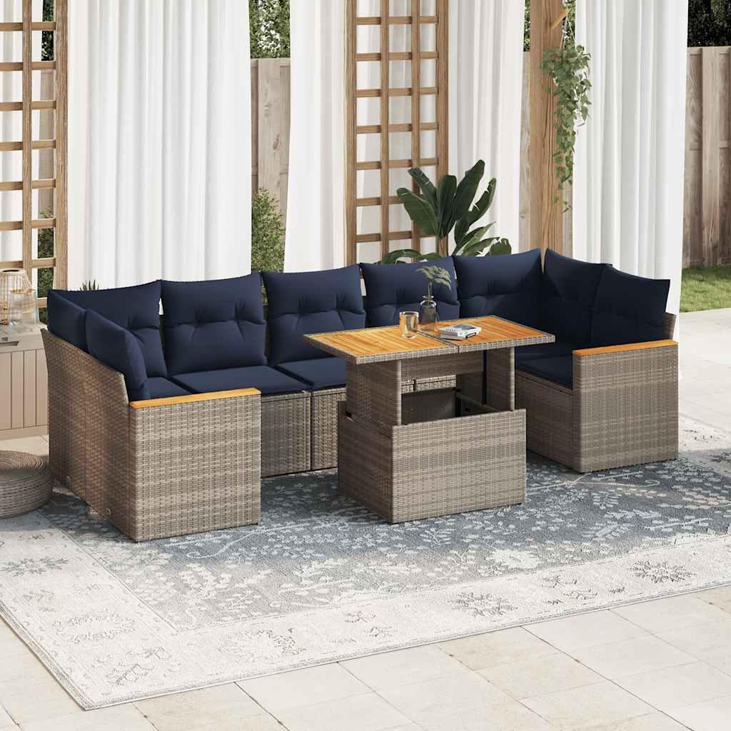 Sofasæt til Haven 8 Dele med Hynder Polyrattan - Grå / med opbevaring