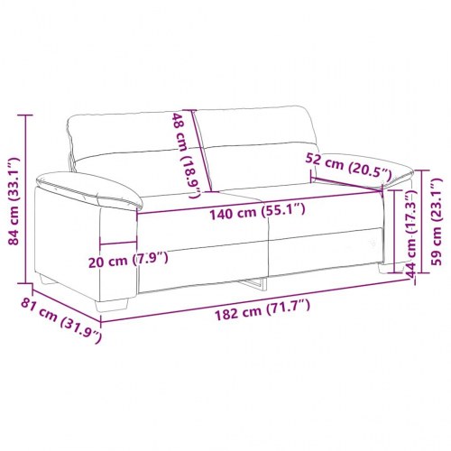2-personers sofa 180 x 81 x 84 cm - gråbrun