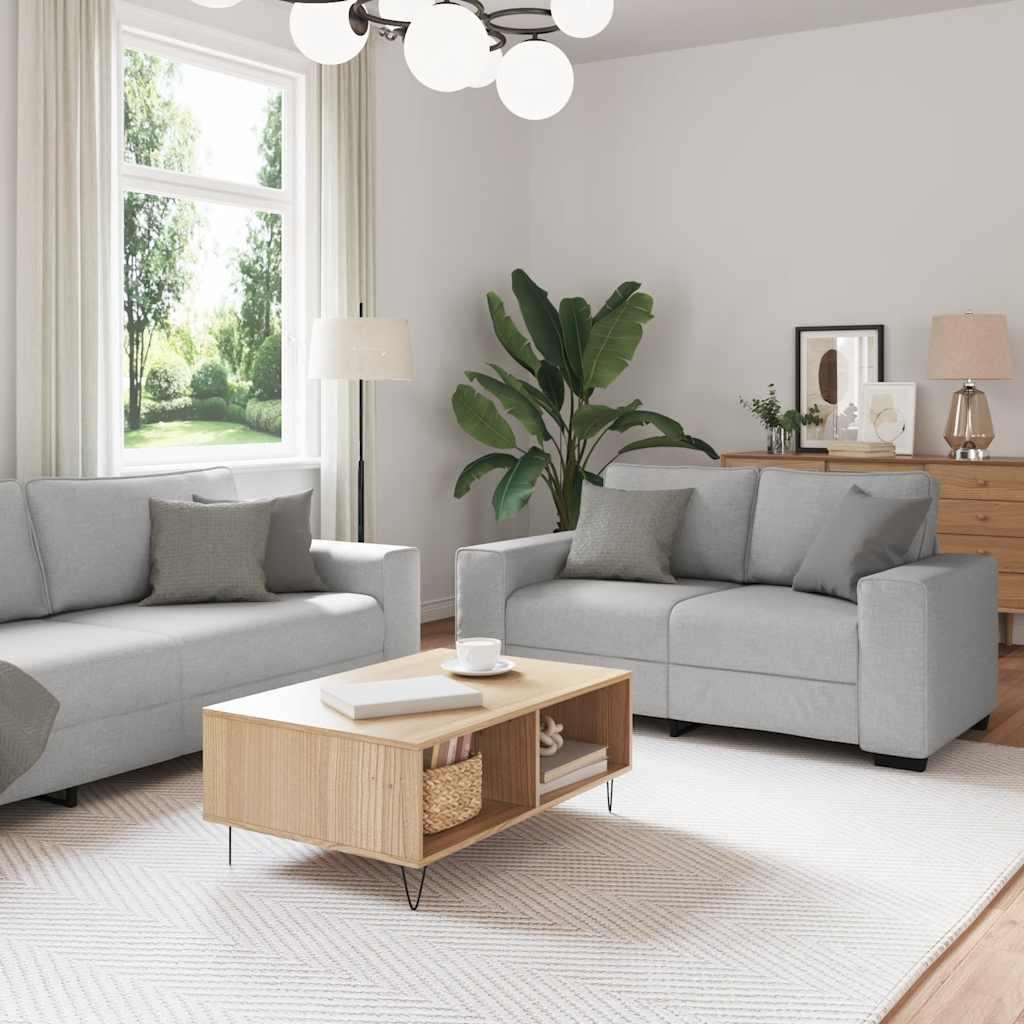 Sofasæt 2-delt med hynder i stof - skygrå