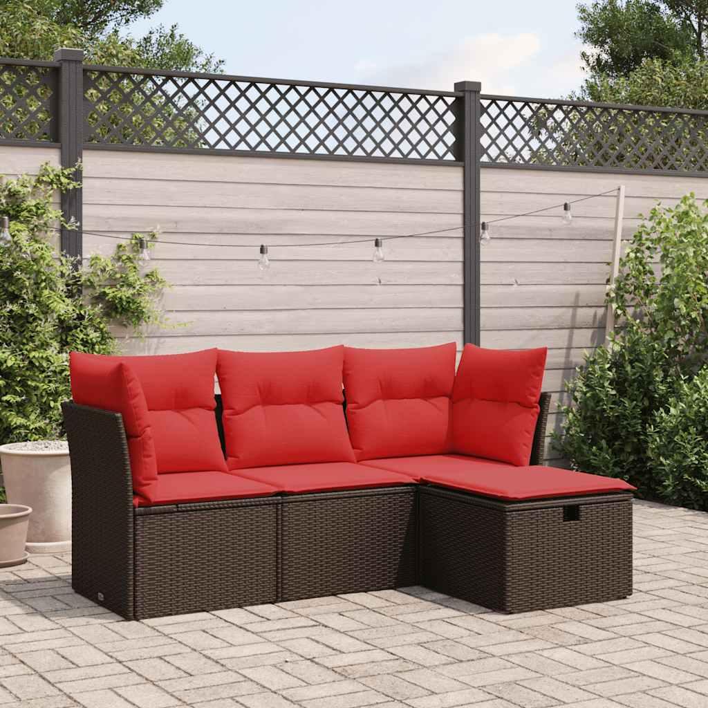 Sofasæt til Haven 4 Dele med Hynder Polyrattan - Brun / med opbevaring