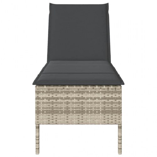 Liggestol med hynde 55x200x44 cm polyrattan lysegrå