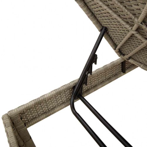 Liggestol med hynde 55x200x44 cm polyrattan lysegrå