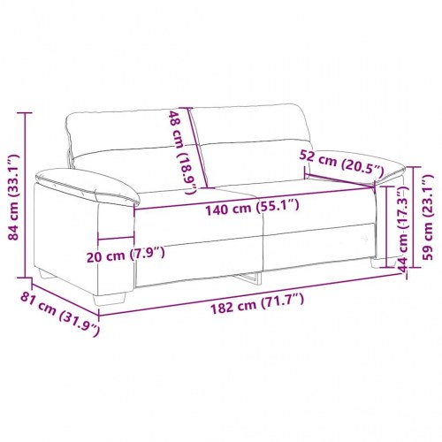 2-personers sofa i stof - 180 × 81 × 84 cm, cremefarvet