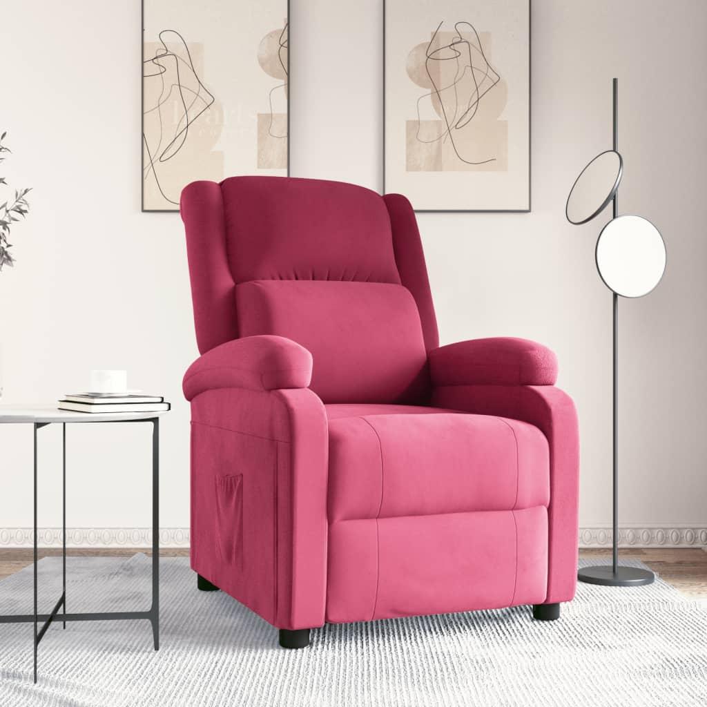 vidaXL lænestol velour vinrød